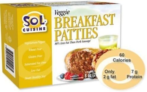 Sol Cuisine Veggie Breakfast Patty, 8 Ounce -- 12 per case.