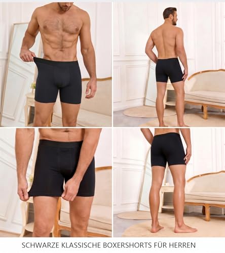 Bóxer para hombre de algodón largos FINETOO ropa interior deportiva pack de 6 2