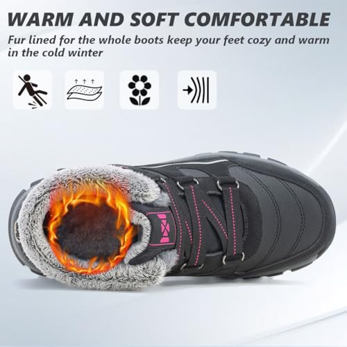 MAIZUN Womens Winter Snow Boots Fur Lined Warm Hiking Ankle Boots Outdoor Trekking Walking Shoes4