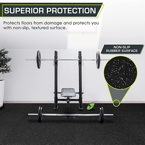 Image of ProsourceFit Rubber Top Exercise Puzzle Mat -inch, EVA Foam, Protective Interlocking Tiles for Home Gym Equipment and Workouts; Grey, 48 SQ FT, 12 Tiles