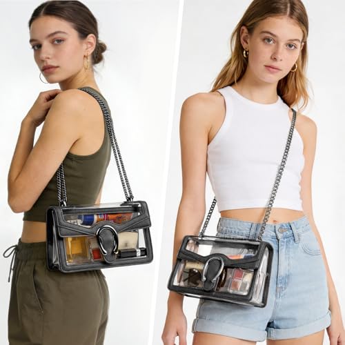 Image of Joryin Women's Stadium Approved Crossbody Bag for Women, Small Clear Bag Shoudler Purse with Chain Strap