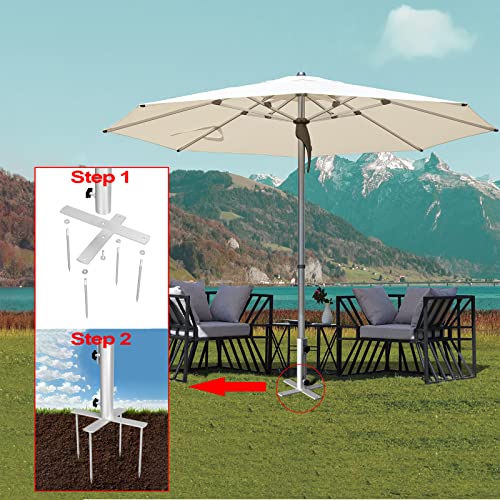 Protune Outdoors Patio Umbrella Steel Stand, Beach Umbrella Metal Ground Grass Holder Stands With 4 Forks,Flag Pole Holder,Grass Anchor Ground Spike Base… #TOP1