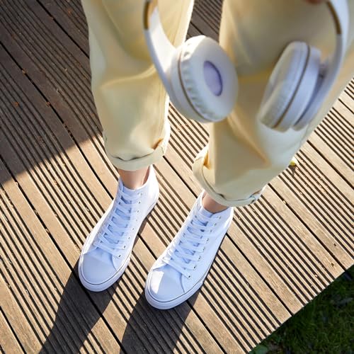 Image of ZGR Womens High Top Canvas Sneakers,Lace-up Canvas Shoes,Casual Tennis Walking Shoes