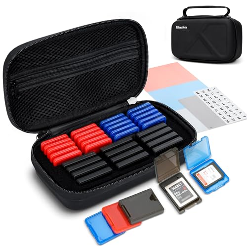Image of EVA PU CFexpress Type B Card Case with 32 PCS Individual Plastic Memory Card Holder for 12 XQD /CFexpress Type-B Cards & 20 SD SDXC SDHC Cards,Water-Resistant Anti-Shock CFexpress SD Card Case Storage