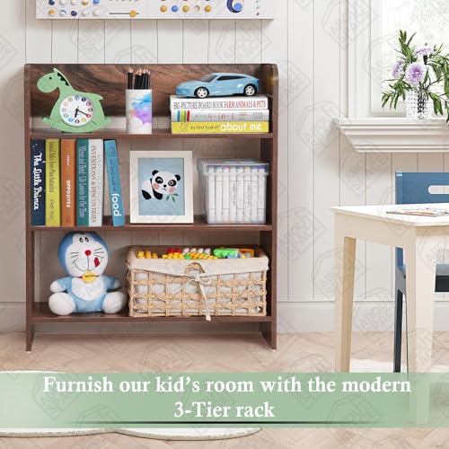 Image of ABOUT SPACE Bookshelf for Home - 3 Tier Books Rack for Study Room for Kids Multipurpose Open Shelf for Home, Office, School Engineered Wood Book Organizer Shelf (Walnut - L 62.5 x B 23.5 x H 80 cm)