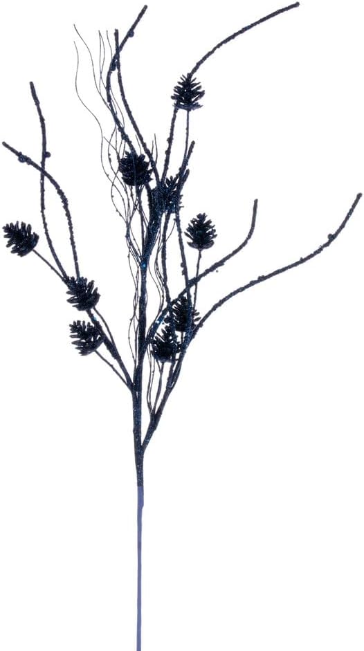 Vickerman 32" Champagne Mini Pinecone Twig Glitter Spray, 6 per Bag.