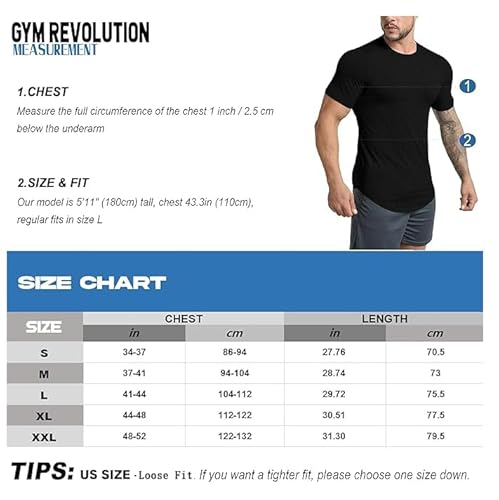 GYM REVOLUTION Camisetas masculinas de manga raglan para academia e ginástica, Gymt21ba/3 peças/conj