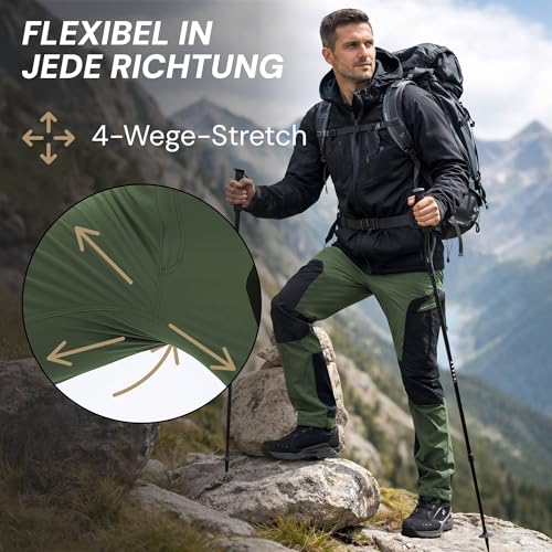 PUMA Workwear Pro-One Wanderhose Herren - Robuste Outdoor Hosen für Herren - Mit verstärktem Nylon für Langlebigkeit - Trekkinghose mit 4-Wege-Stretch - Verstellbarer Knopfleiste - M - Oliv
