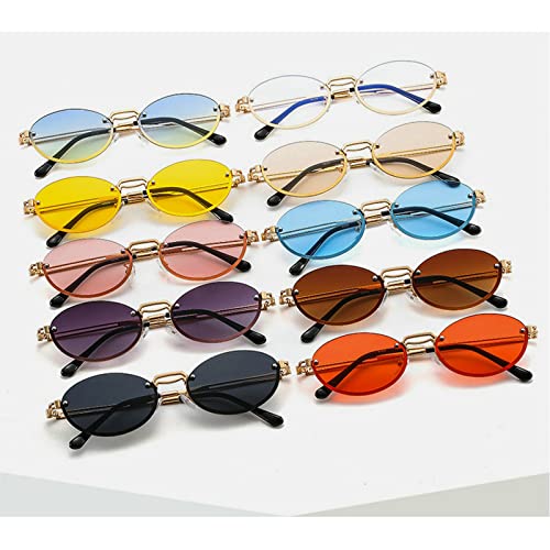 COTIA Retro Rimless Sunglasses Men Women Small Oval Punk Hip Hop Sun Glasses3