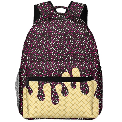 Ice Cream Drip Backpack Kawaii Shoulder Bag,Icecream Backpackdrip Lightweight Daypack for Women Men Bags Travel Hiking-Chocolate