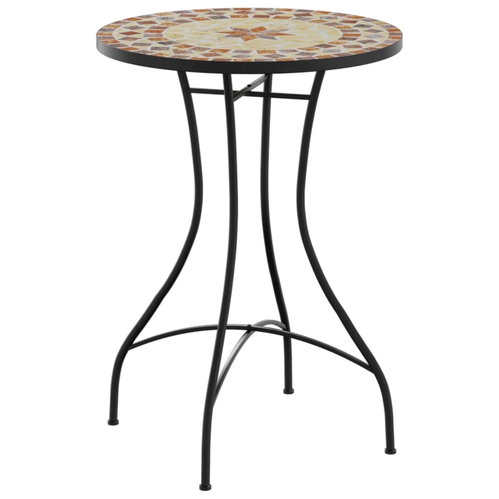 Table de bistro mosaïque blanc 50x70 cm pour terrasse et jardin