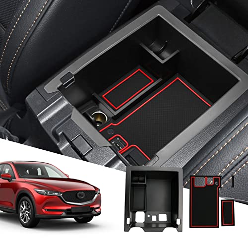 SXCY Compatible con Mazda CX-5 CX5 2022 reposabrazos, organizador de almacenamiento, consola central, guantera, organizador de almacenamiento con alfombrilla antideslizante M azda CX5 accesorios Cover