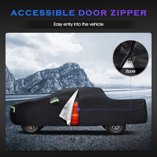 Image of Pickup Truck Cover Custom Fit for Nissan Frontier 2004-2026, 6 Layers Truck Cover Waterproof All Weather for Automobiles,Outdoor Full Exterior Cover,Rain, Sun, Wind Protection,Black