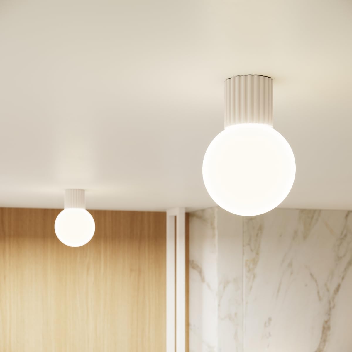 SOLLUX lighting Lampada da Soffitto - Lampadario in Alluminio e Vetro -1 Paralume - Lampadina LED - Beige Halo