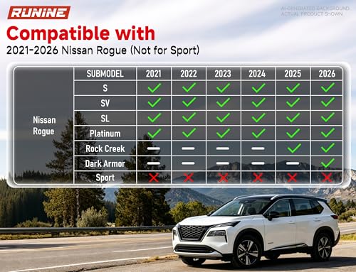 Image of Floor Mats for Nissan Rogue 2021-2024 2025 2026(Not for Sport),All Weather Protection Custom Floor Mats Trunk Cargo and Car Windshield Cover Set for Nissan Rogue Accessories,Car Floor Liners