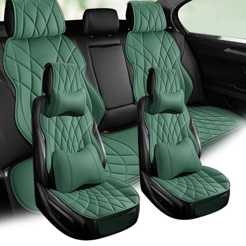 に適用トヨタ ヤリスクロス/ヤリス 10系 車用シートカバー ナッパレザー 肌に優しい 通気性 耐久性 耐摩耗性 四季通用 5 人乗り 分割式シート シリコン粒子底布で確実に防滑 耐磨耗 座席保護(緑,枕付き)