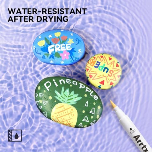 Image of Arrtx Acrylic Markers 30A,Brush Tip Acrylic Paint Pens Markers for Rock Painting, Wood, Ceramic,Glass,Canvas,Metal,Plastic, Fabric, Stone & DIY Projects