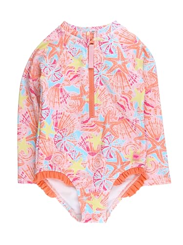 Image of RuffleButts Girls One Piece Rash Guard Baby Swimsuit UPF 50+ Sun Protection