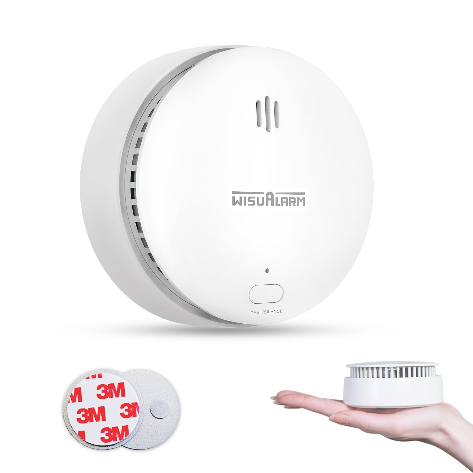 Wisualarm White Smoke Alarms For Home, 10 Years Replaceable Battery Smoke Alarm, Fire Alarm, Smoke Detector With Silence/Test Button, Conforms To En 14604 Standard (1 Pcs Sealed Battery)