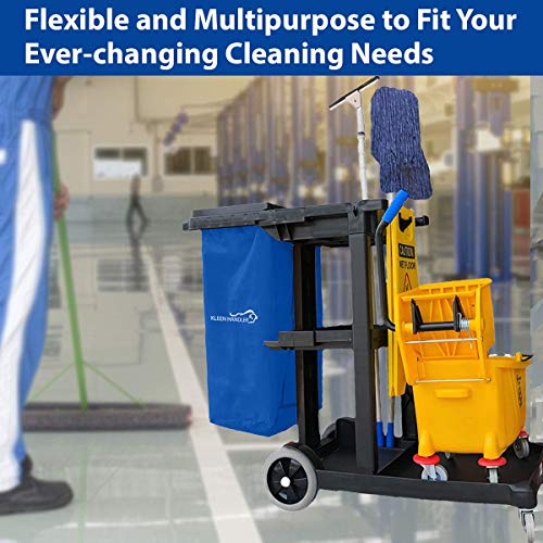 Kleen Handler Janitorial Cart Replacement Bag | Commercial Cleaning Cart Bag For Hotel, Laundry, Towels, Housekeeping, Blue (12 Pack) #TOP2