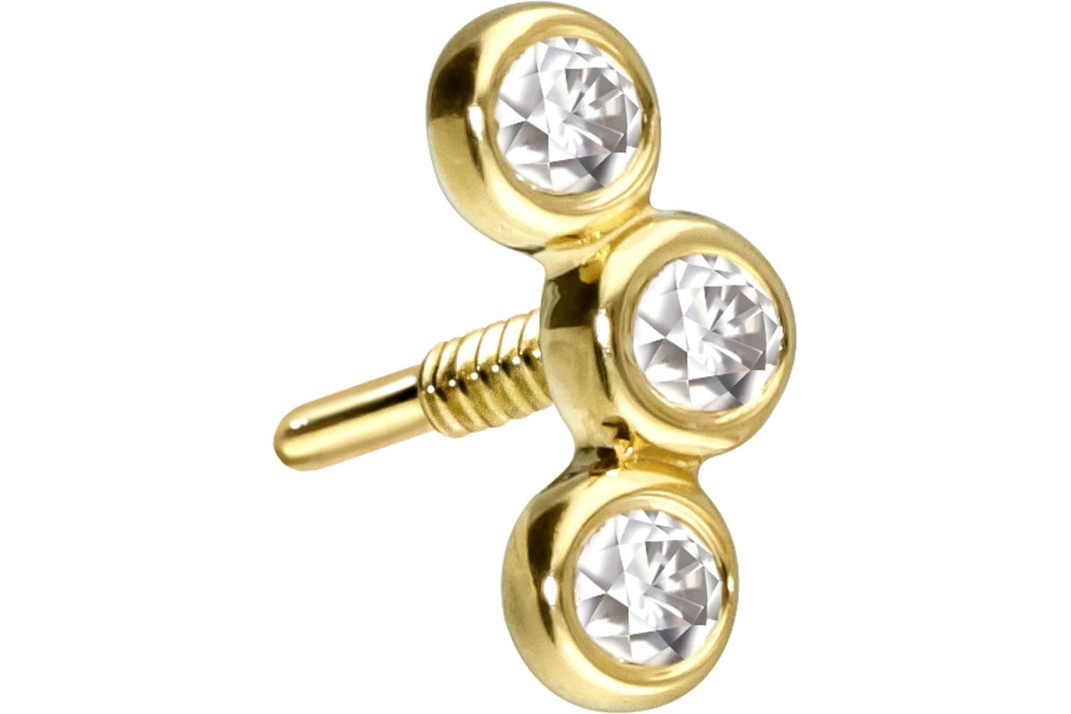 PIERCINGLINE 14 Karat Gold Ohr-Piercing Schraubaufsatz mit Gewinde OHNE Labret Stecker MOISSANIT-BOGEN
