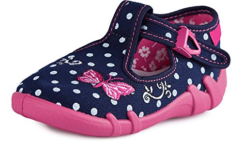 Ladeheid Zapatillas Pantuflas Unisex Niños Niñas LARB001 (Azul Oscuro Puntos, 26 EU)