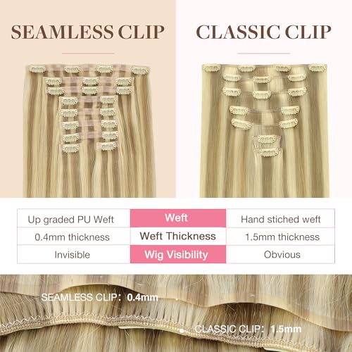Image of GOO GOO Seamless Clip in Hair Extensions Real Human Hair Remy Extensions