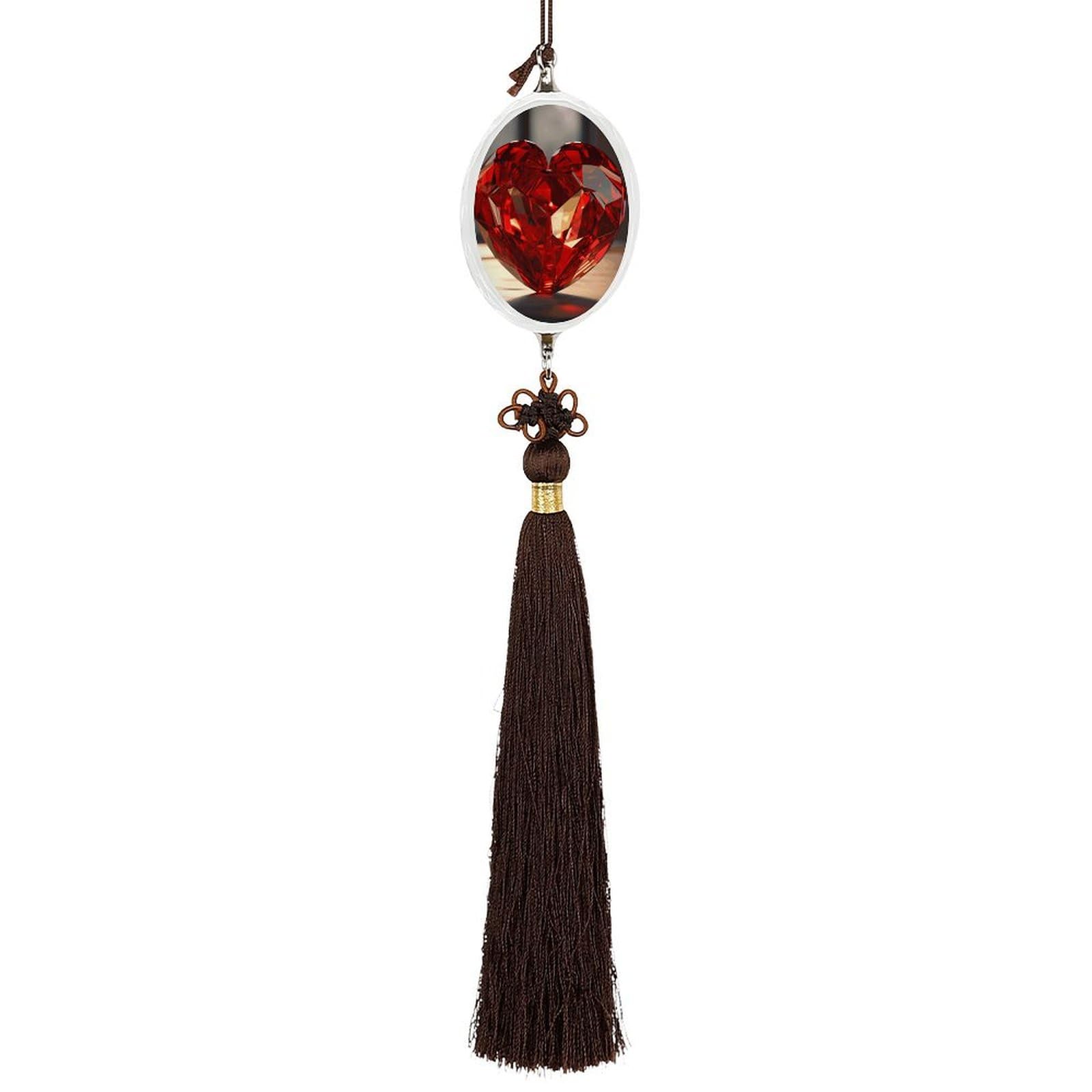 Crystal Auto Pendant Charms Ellipse Crystal Car Rear View Mirror Charms A Heart Shape Auto Hanging Interior Ornament Pendant Car Interior Accessories for Women Men CarCharms Decor