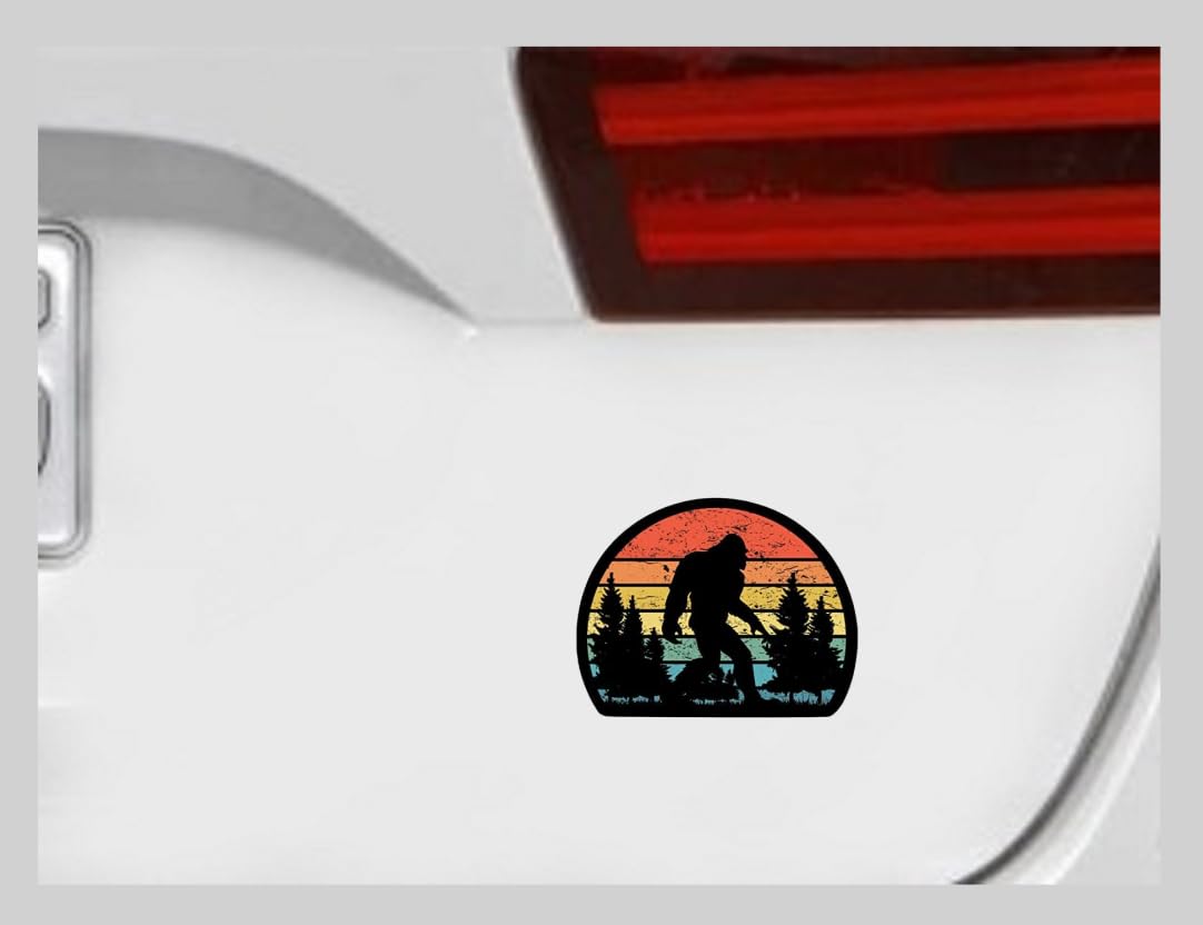 Yeti Stickers Bigfoot Sasquatch Vinyl Decal - Carrying Flag On Mountains, Funny Car Window Sticker Funny Car Window Decal Flag Mountains