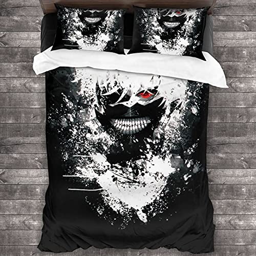 Anime Bedding Sets Twin Duvet Cover 3 Piece Cute Bed Set for Boys Girls Kid with 1 Duvet Cover + 2 Pillowcase,Bed Sheets