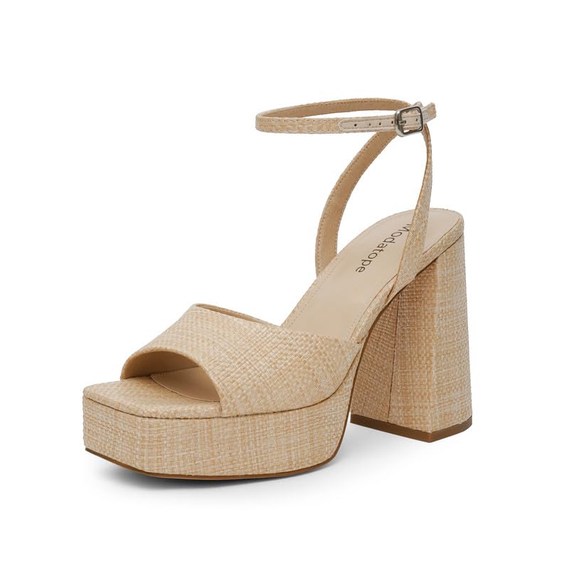 Modatope Platform Heels for Women Platform Sandals Womens Chunky Heel Open Toe Pumps Ankle Strap Womens Wedding Party Pumps Shoes