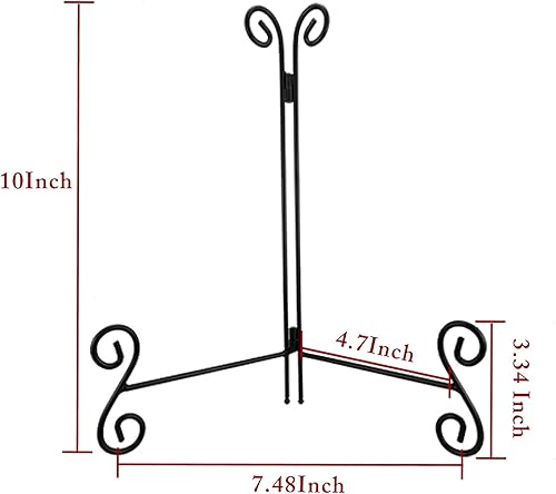 Miniatura 3 de Soporte para platos, paquete de 2 soportes de placa de 10 pulgadas para exhibición, caballete de mesa de hierro plegable negro para libros de fotos,