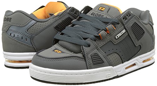 Image of Globe Men's Sabre Skateboarding Shoes, Grey Shadow Pewter Orange, 10.5