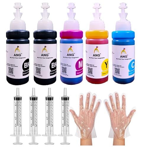 Image of ANG Refill Kit Combo Pack for Inkjet Cartridge Refill Inks - 100g Per Bottle (Cyan, Magenta, Yellow, Black) with Syringe & Gloves