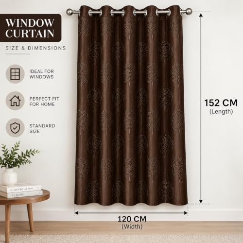 Image of FLORANCIA Polyester Eyelet Window Curtains 5 Feet Long (152 cm) Pack of 2