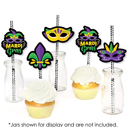 Decoración de Pitillos con Máscaras Mardi Gras - Set 24 miniatura 4