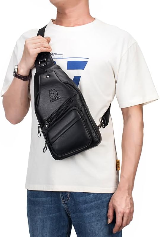 Crossbody Bag for Men Genuine Leather Sling Bag Small Chest Shoulder Bag Durable Men Bag Crossbody - Image 2