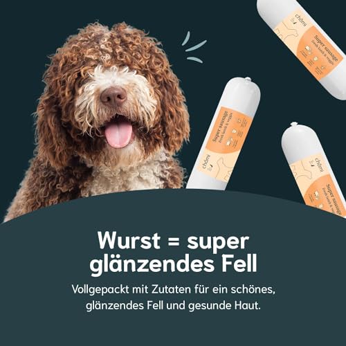Chōmi Dog Super Sausage Fresh Lamb & Veggie 8-er Pack | (200g x 8) | Nassfutter Für Hunde | Lammwurst für Hunde | Erwachsene | Getreide- und konservierungsmittelfrei | Mit Meeresalgen | Barf