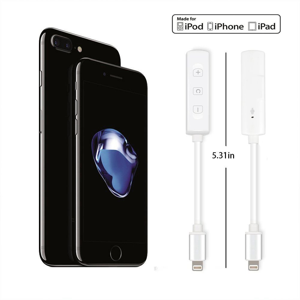 【 MFI certificado 】 Foval iPhone 7 adaptador de Audio, iPhone 7 Plus adaptador 2 en 1 Lightning adaptador – de carga y escucha, Lightning a 3,5 mm para auriculares