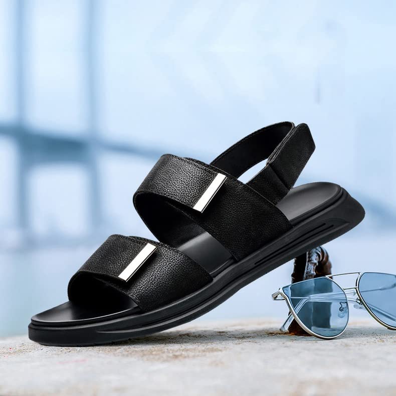 Men's Leather Sandals Outdoor Leisure Soft Bottom Platform Men's Beach Shoes2