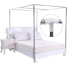 Bed Canopy Frame Poles Corner Bracket, Netting Canopy Frame Post 4 Corner Bed Poles Netting Bracket Stainless Steel Silver Post with Accessories 2 * 2 * 2m