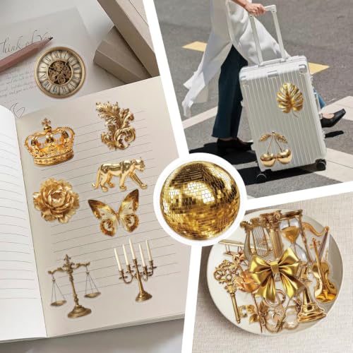 Image of 50 Pcs Luxury Golden Style Transparent Stickers for Scrapbooking (Golden)