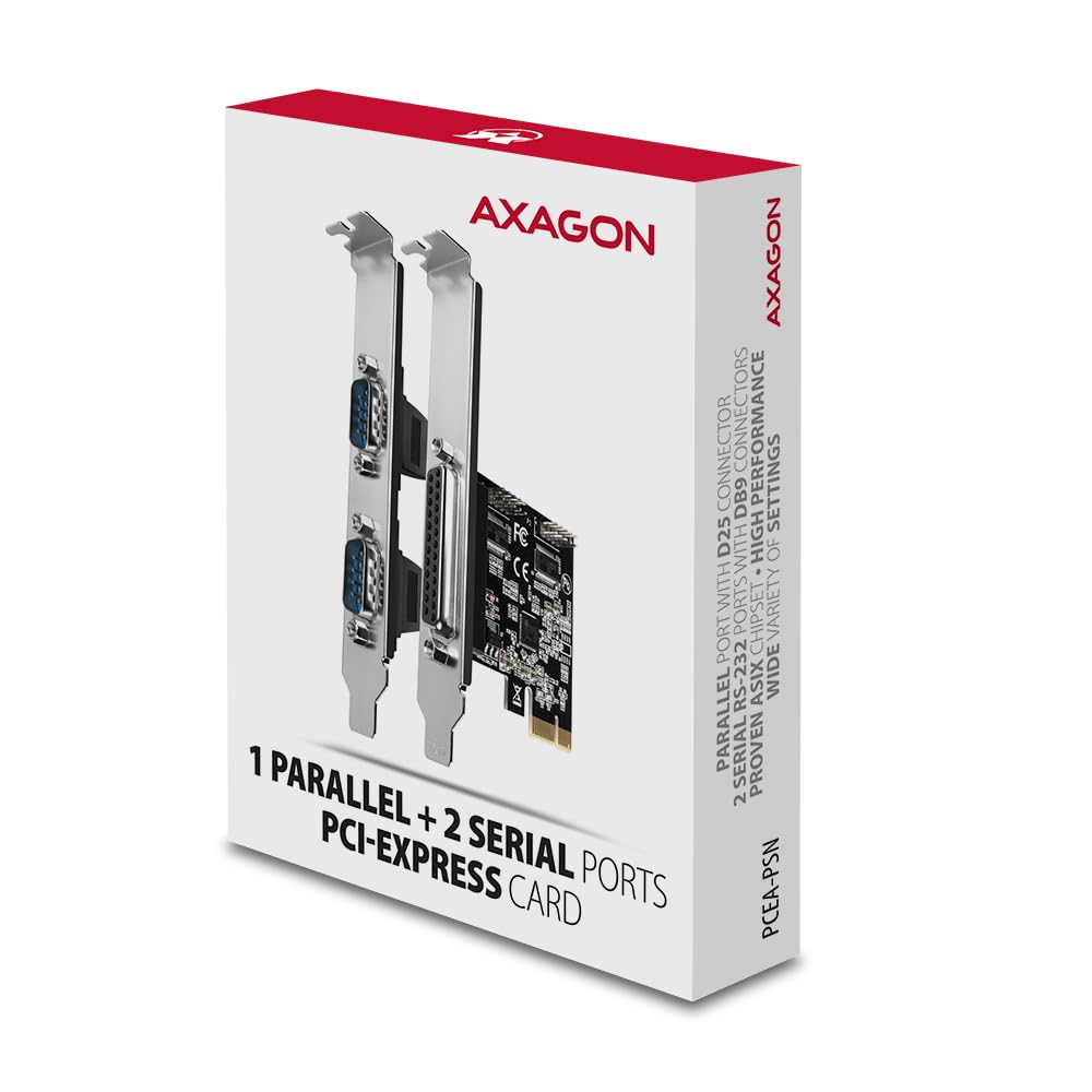 compatible PCEA-PSN PCIe-Adapter mit 1x Parallel- + 2x Seriell-Ports - ASIX AX99100 Chipsatz