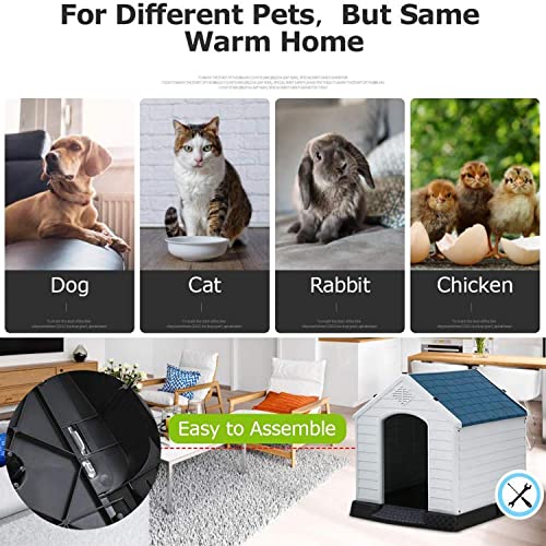 FLL Large Dog House for Large Medium Dogs 32x30.5x34.5 inches Plastic Water Resistant Dog Houses with Base Support for… - Image 7