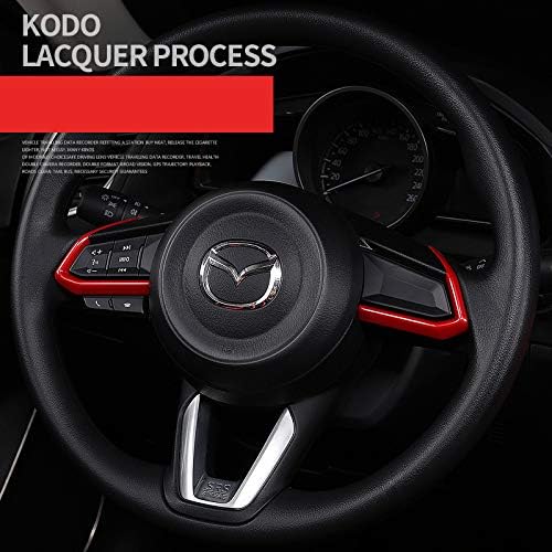 Duoles 2 PCS Red ABS Car Styling Auto Accessories Interior Decoration Steering Wheel Buttons Sequins Cover Trim for Mazda 3 6 CX-4 CX-5 CX-9 MX-5