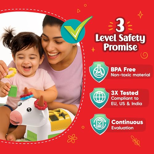 Image of Imagimake Cow Shape Sorter |Leaps & Bounds Baby Toys for 12+ Months | Educational Toy for Toddlers, Infants | 5-in-1 Play & Learn |Stacking, Sorting, Pretend Play | Gift for Kids 1+Year Old
