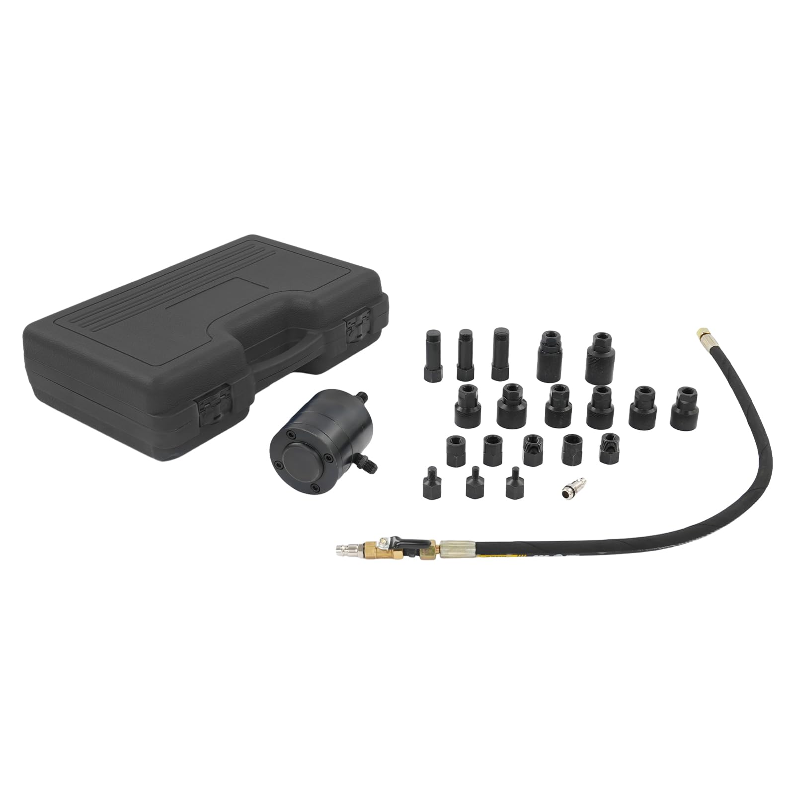 Set di 23 utensili per estrazione iniettori pneumatici, con adattatore, estrattore pneumatico, per iniettori diesel (nero)