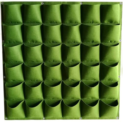 Tyenaza Jardin Vertical Bolsillos, Bolsa Cultivo Jardin Vertical, 36 Bolsillos Bolsas para Plantas de Pared, Bolsas de Cultivo de Plantas Colgar, para Exterior Interior, Jardín, Balcón, Patio(Verde)