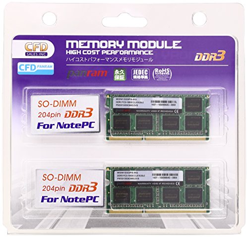 (未使用･未開封品)　CFD販売 Panram ノートPC用 DDR3 メモリー 16GB 8GB×2枚 PC3-10600 204pin SO-DIMM W3N1333PS-8G v1yptgt Amazon.co.jp: CFD販売 Panram ノートPC用 DDR3 メモリー 16GB