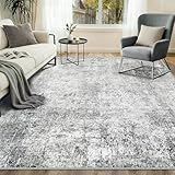 INOVADAY Waschbarer Teppich Wohnzimmer 180x270 cm Moderne Abstrakt Teppich Schlafzimmer mit Weichem Kurzflor rutschfest Minimalistische Teppiche für Lounge Esszimmer Grau/Weiß